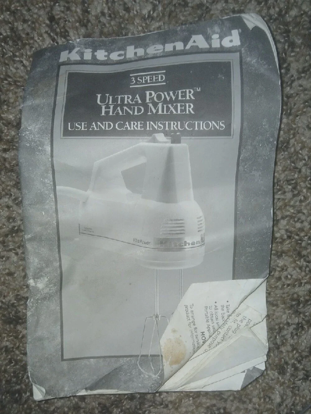Vintage KitchenAid White Hand Mixer Ultra Power 3-Speed-tested Works